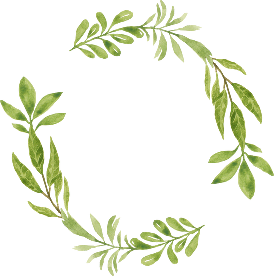 Watercolor Illustration of Green Leaf Circle Frame